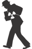 A man with a suitcase stencil