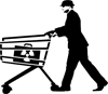 A man with a handcart stencil